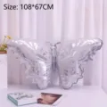 Large silver butterfly shaped aluminum foil balloon for birthday party backdrop decoration - Cartoon Silver Butterfly