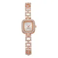 Montre à quartz carrée élégante en or rose pour femme avec bracelet à strass étincelant. - Or Rose / Cadran Blanc