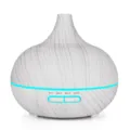 Onion shaped 400ml essential oil diffuser with light wood grain finish and RGB LED light - Standard Type / USB Plug-in / White Wood Grain