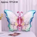 Ballon en aluminium papillon coloré pour décoration de fête d'anniversaire 79x52cm - Papillon Dégradé Bleu Vert
