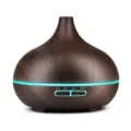 Difusor de aceites esenciales 400ml en forma de cebolla con acabado de madera y LED - Tipo estándar / Enchufe USB / Grano de madera oscura