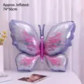 Ballon papillon en film d'aluminium lavande et rose pour fête, taille 74x56 cm - Nouveau Papillon Violet Givré