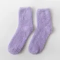 Zachte paarse koraalfleece sokken voor dames, warme winterse pluizige sokken. - Eén maat / Lavendel