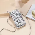 Kleurrijke luipaardprint verticale crossbody telefoon tas, minimalistische dames portemonnee. - Luipaard Beige