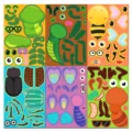 Detailed view of DIY insect assembly stickers, featuring cute caterpillars, bees, and beetle parts. - 8 Pieces/Pack