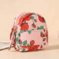 Mini backpack coin purse pink floral print key pouch cute small bag accessory daily use - Pink