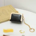 Mini PU leather kiss lock coin purse vintage small jewelry box for rings necklaces earrings. - Black