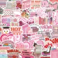 50Pcs Pink Bookish Aesthetic Stickers Cute Literary Vinyl Decals for Laptop - Pink Bookish Theme / 50 Pieces/Pack