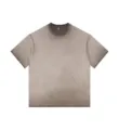 Men's heavy cotton acid wash short sleeve t-shirt vintage drop shoulder casual top - Coffee