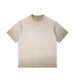 Men's cotton acid-wash short-sleeve t-shirt, casual drop-shoulder design, stylish khaki summer top. - Khaki