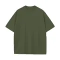 T-shirt casual vert col rond manches courtes, couleur unie, coupe ample streetwear. - Vert Militaire