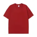 T-shirt à manches courtes rouge uni classique pour hommes, haut streetwear décontracté. - Rouge
