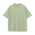 Sage green oversized short-sleeve t-shirt for men, casual crewneck hip-hop streetwear top. - Light Green