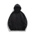 Sudadera con capucha negra pesada y holgada con hombros caídos y un bolsillo delantero. - S / Negro