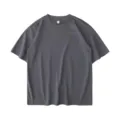 Men's loose solid color short sleeve t-shirt vintage streetwear basic heavyweight top tee - S / Dark Gray