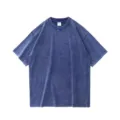 Vintage washed short sleeve t-shirt detail showing retro blue fabric texture and fit. - S / Tops / Klein Blue