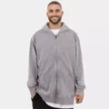 Men's vintage washed grey zip-up hoodie casual oversized long sleeve hooded sweatshirt. - S / Tops / Washed Gray