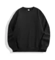 Men's thick black crewneck sweatshirt, casual fleece pullover basic top for daily winter wear. - S / Black