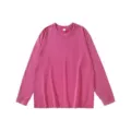 Vintage washed heavy cotton long sleeve t-shirt for men, loose fit casual couple top. - S / Rose Red