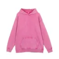 Vintage gewaschener rosa Hoodie für Damen Herren schwerer Fleece Retro Streetwear Pullover - S / Oberteile / Fuchsia