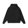 Black high neck zip up hoodie for men and women, heavy winter casual sweatshirt outerwear. - S / Tops / Black