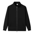 Black stand-collar zip-up sweatshirt for men and women, casual jacket with metal zipper. - S / Tops / Black Stand-Up Collar Sweatshirt