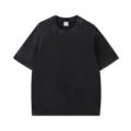 Classic vintage washed black short sleeve t-shirt loose fit drop shoulder casual top summer - S / Washed Black