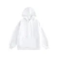 Plain white hoodie for men, casual loose pullover sweatshirt with hood and pocket. - S / White