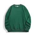 Men's solid dark green crewneck sweatshirt, heavyweight fleece loose fit casual top. - S / Green