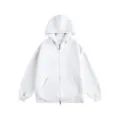 Light gray marled zip-up hoodie, loose fit hooded sweatshirt, comfortable autumn and winter outerwear. - S / Cardigans / Grayish White