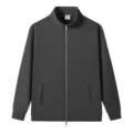 Heavyweight loop fleece stand collar full zip sweatshirt jacket in dark grey streetwear style. - S / Tops / Dark Gray Stand-Up Collar Sweatshirt