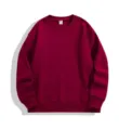 Solid wine red crewneck sweatshirt for men, thick fleece pullover, casual winter top. - S / Burgundy