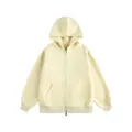 Casual men solid full zip hooded sweatshirt loose fit autumn winter outerwear yellow basic hoodie - S / Cardigans / Apricot