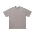 Vintage washed solid color short sleeve t-shirt, casual loose fit round neck basic top. - Khaki