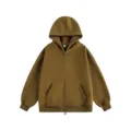 Heavyweight full-zip hooded sweatshirt for men and women, loose fit casual autumn winter jacket. - Mustard Green