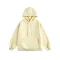 Heren vrije tijd effen kleur losse hoodie crème geel sweatshirt herfst winter kleding - Abrikoos