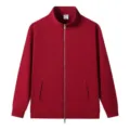 Red heavyweight loop fleece stand-up collar zip sweatshirt for casual daily autumn wear - S / Tops / Red Stand-Up Collar Sweatshirt