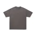 Heavyweight vintage washed short sleeve t-shirt in charcoal gray crewneck basic casual top - Coffee