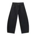 Men's vintage dark wash wide leg denim jeans casual hip hop straight fit streetwear trousers - XS / Denim Blue