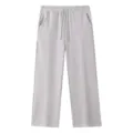 Grey fleece straight leg sweatpants for men and women, casual loose fit lounge pants. - Grayish White