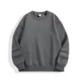 Men's dark gray fleece crewneck sweatshirt, thick casual streetwear pullover top for autumn winter. - S / Dark Gray