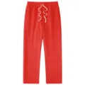 Comfortable red fleece sweatpants with adjustable drawstring for casual daily wear and sports. - S / Bottoms / Red
