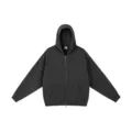 Heavyweight fleece zip hoodie, dark grey cotton blend oversized hooded sweatshirt for men. - S / Tops / Dark Gray