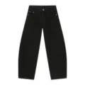 Black wide leg curved denim jeans, vintage streetwear hip hop casual long pants for men. - XS / Black and Gray