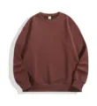 Men's solid color fleece crewneck sweatshirt, heavy casual loose fit pullover top. - S / Mocha