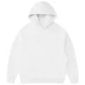 Plain white fleece hoodie for men and women, casual streetwear pullover sweatshirt. - S / Tops / White