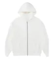 Solid white fleece zip-up hoodie for autumn and winter, casual hooded sweatshirt. - S / Tops / White