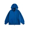 Blue heavy weight zip up hoodie for men and women, loose fit casual outerwear fashion - Dark Blue