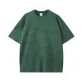 Vintage acid wash green oversized short sleeve t-shirt, casual drop shoulder tee for men and women. - Green