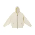 Solid color cream white zip-up hoodie for men and men, casual fleece hooded sweatshirt. - S / Tops / Apricot